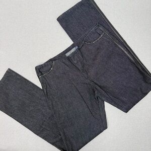 Vintage Gap y2k Dark Wash Low Rise Straight Leg Leather Side Piping‎ 8